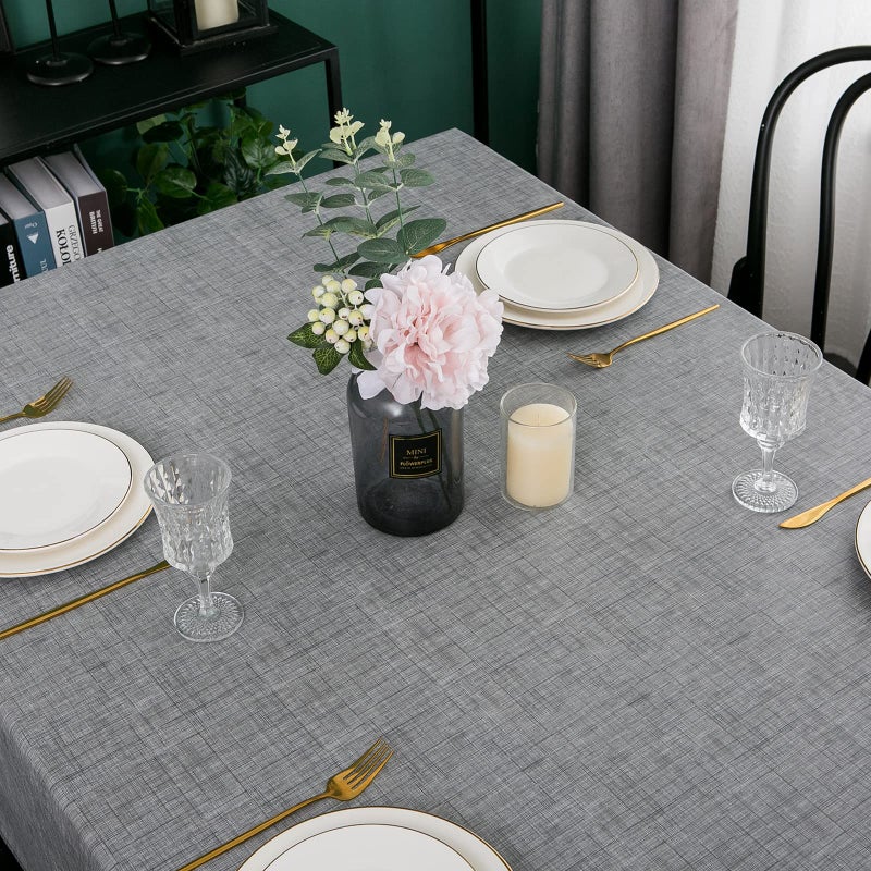 LIBERECOO Vinyl Tablecloth with Flannel Backing, Premium Gray, Waterproof, Stain-Resistant, Easy-Clean Table Cover for Dining, Kitchen, and Outdoor Use, 60" x 60" Square - Image 2