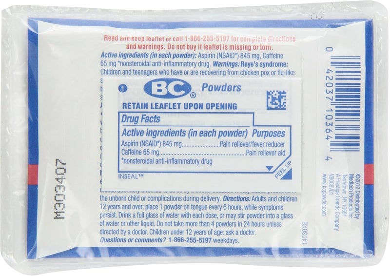 BC Aspirin Fast Pain Relief Powder | Relieves Headache & Body Aches | Pack of 24 | 6 Powders - Image 2