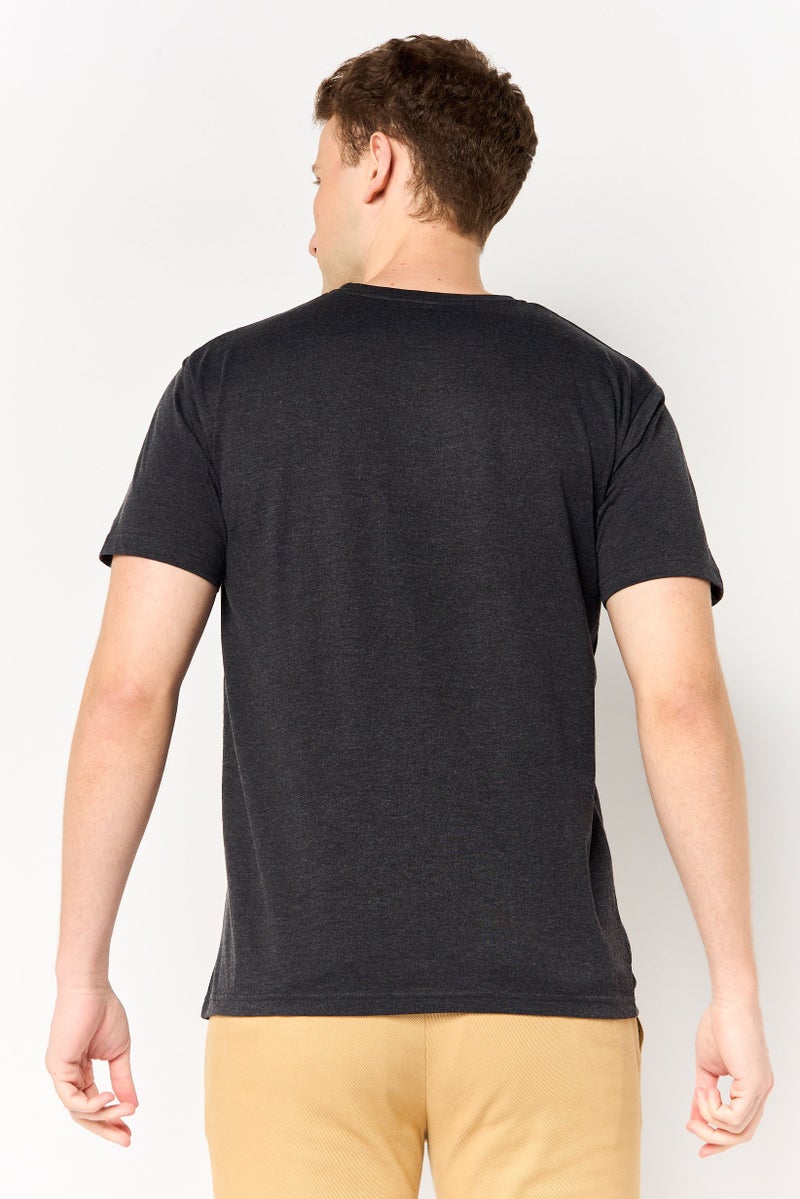 Tailorbyrd Men Crew Neck Short Sleeve Embroidered Logo T-Shirt, Charcoal - Image 4