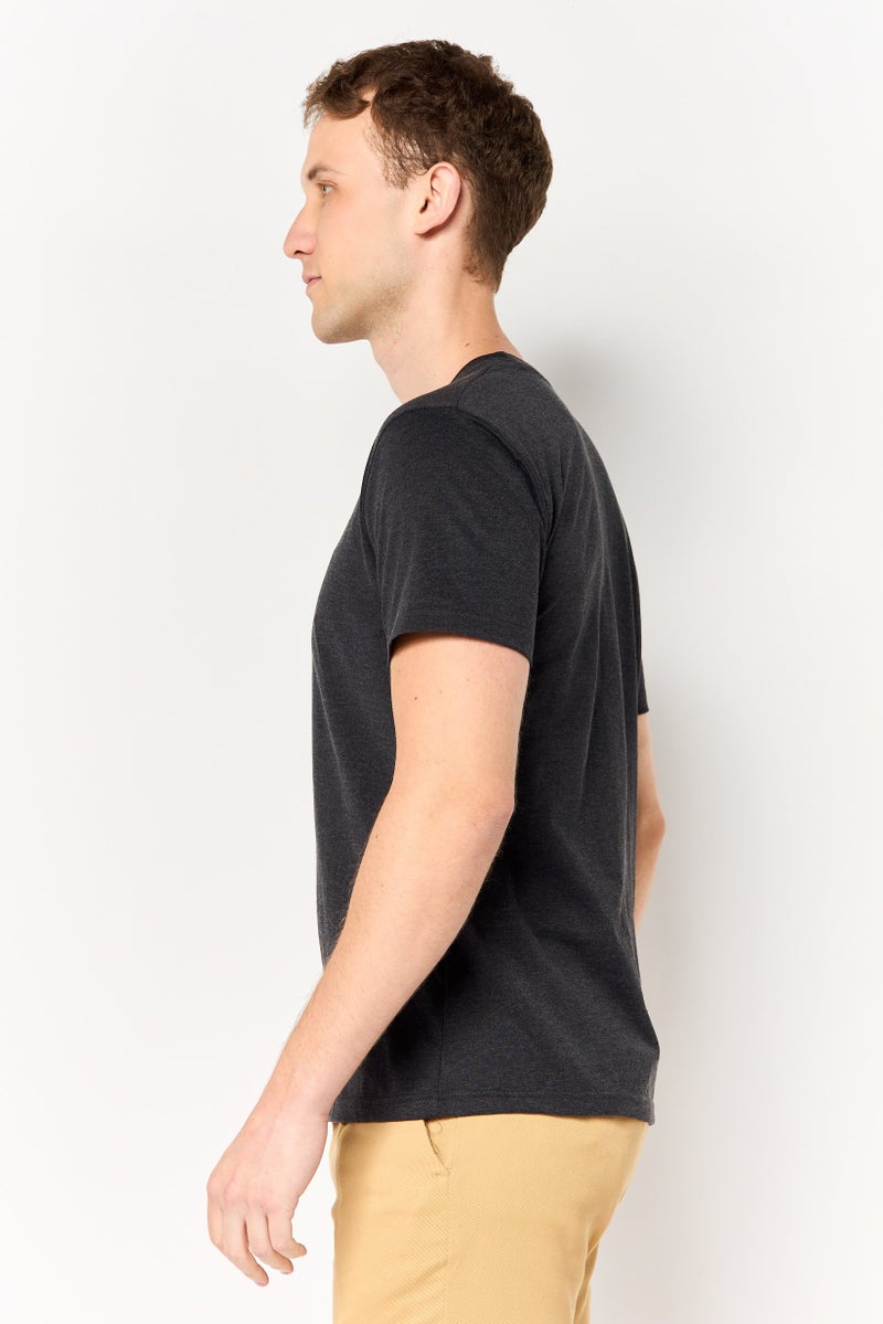 Tailorbyrd Men Crew Neck Short Sleeve Embroidered Logo T-Shirt, Charcoal - Image 2