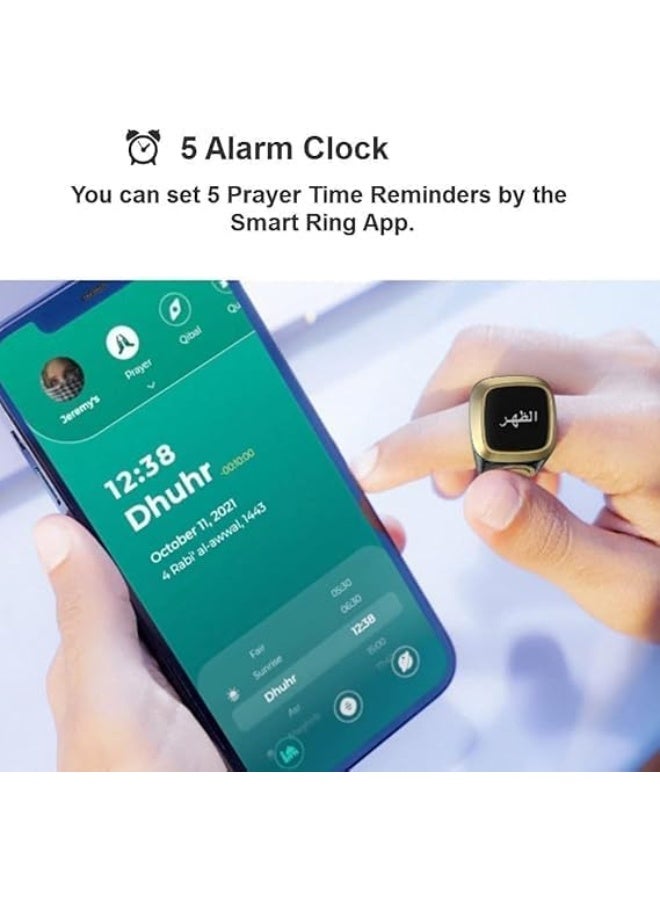 خاتم ذكي للصلاة مع شاشة OLED، عداد تسبيح، تذكير بمواقيت الصلاة، مؤشر اتجاه القبلة، بطارية تدوم حتى 3 أيام - Image 4
