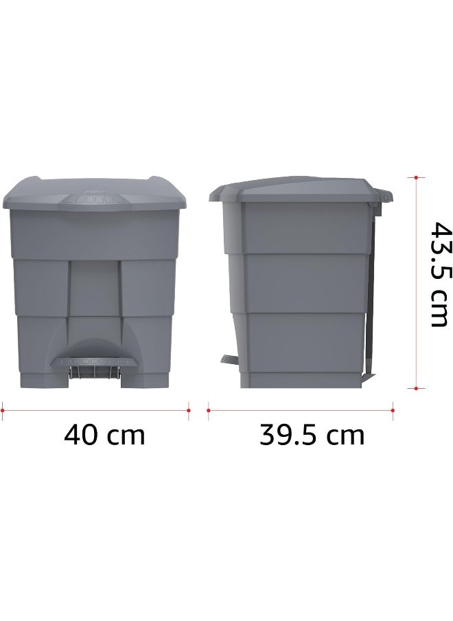 Cosmoplast - دلو نفايات بسعة 30 لتر بغطاء قدم رمادي داكن - Image 1