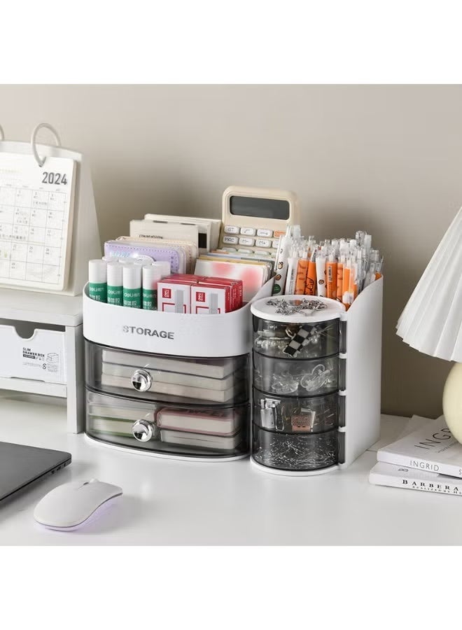 Raxoom Large Capacity Cosmetic Storage Box Makeup Drawer Organizer Jewelry Nail Polish Makeup Container Desktop Cosmetic Storage Box(White) - Image 2
