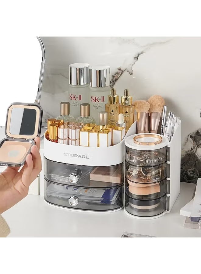 Raxoom Large Capacity Cosmetic Storage Box Makeup Drawer Organizer Jewelry Nail Polish Makeup Container Desktop Cosmetic Storage Box(White) - Image 5
