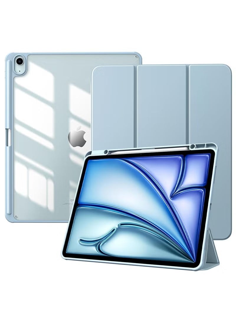 ELTRAZONE Case for New iPad Air 13 Inch M3 M2 (2025/2024) with Pencil Holder – Slim Lightweight Stand Cover in Blue | Transparent Hard Back Shell + Magnetic Auto Wake Sleep Function | Smart Trifold Design for Typing & Viewing | Compatible with Apple Pencil Charging - Image 1