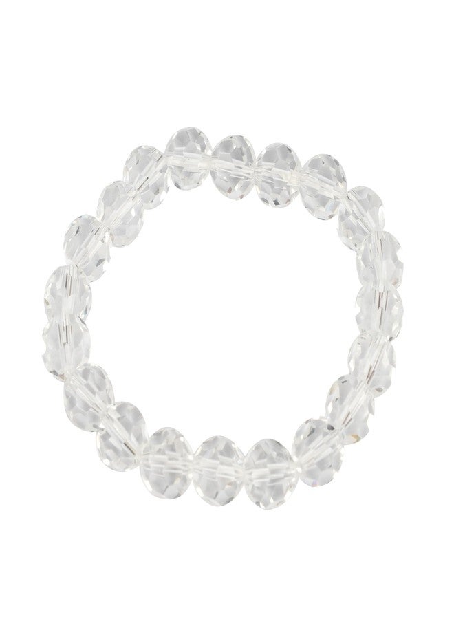 STRIPES® Sphatik Clear Quartz Bracelet 10 mm Faceted Bead Crystal Stone Bracelet for Reiki Healing and Crystal Healing For Unisex Adult - Image 5