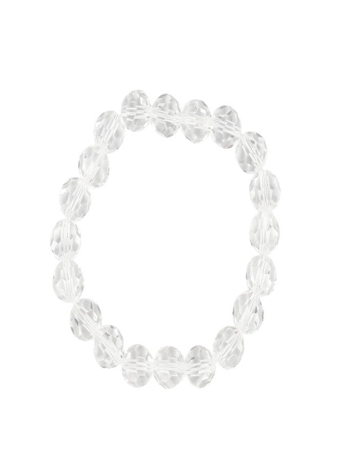 STRIPES® Sphatik Clear Quartz Bracelet 10 mm Faceted Bead Crystal Stone Bracelet for Reiki Healing and Crystal Healing For Unisex Adult - Image 1