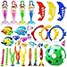 Jasonwell Pool Diving Toys Games 32PCS Swimming Mermaid Pool Toys with Dive Rings Gems Beach Ball Underwater Treasures Torpedo Bandits Fish Swim Toy etc Bath Water Toy Training Gifts for Kids Adult - Image 2