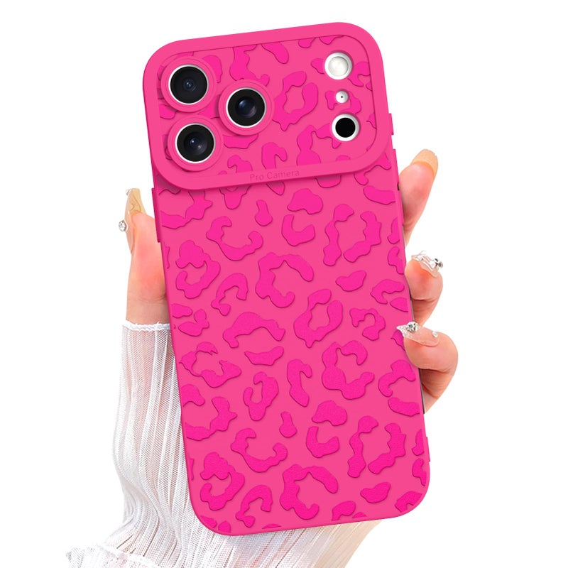 ZIYE Designed for iPhone 17 Pro Case Hot Pink Leopard Pattern Phone Case with Camera Protection,Soft TPU Silicone Rubber Protective Cover Cheetah Design Cases Compatible with iPhone 17 Pro 6.3 Inch - Image 1