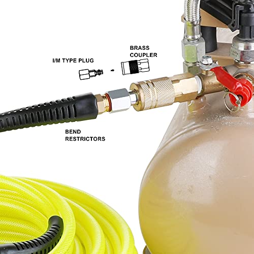 JOROY 1/4-Inch x 100 FT Polyurethane (PU) Air Hose PU Compressor Hose with 1/4" Industrial NPT Coupler and Plug Brass Fitting - Image 4