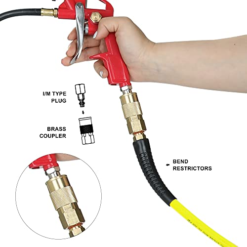 JOROY 1/4-Inch x 100 FT Polyurethane (PU) Air Hose PU Compressor Hose with 1/4" Industrial NPT Coupler and Plug Brass Fitting - Image 5