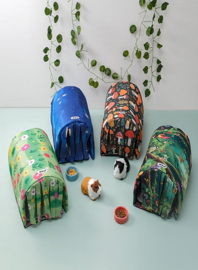 IBWell Guinea Pig Hideout Tunnel with Curtains Cute Forest Bunny Hideaway for Cage Accessories Washable Soft Hedgehog Hides and Houses - Image 5