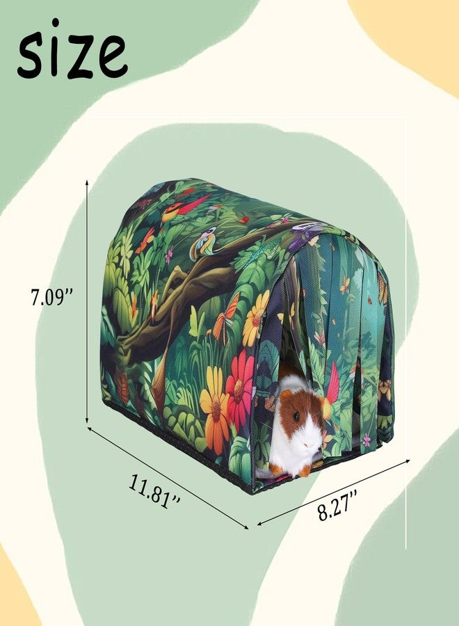 IBWell Guinea Pig Hideout Tunnel with Curtains Cute Forest Bunny Hideaway for Cage Accessories Washable Soft Hedgehog Hides and Houses - Image 2
