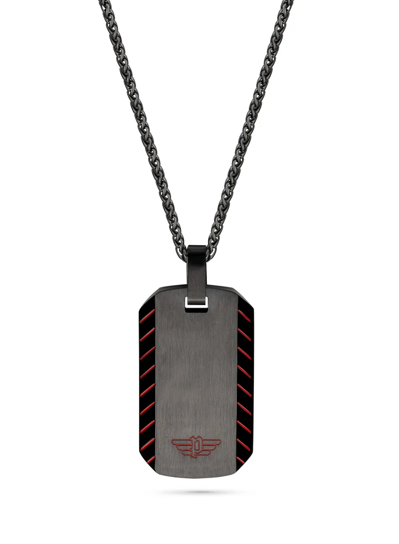 Skive Mens Grey Ip Shiny P Tag Necklace