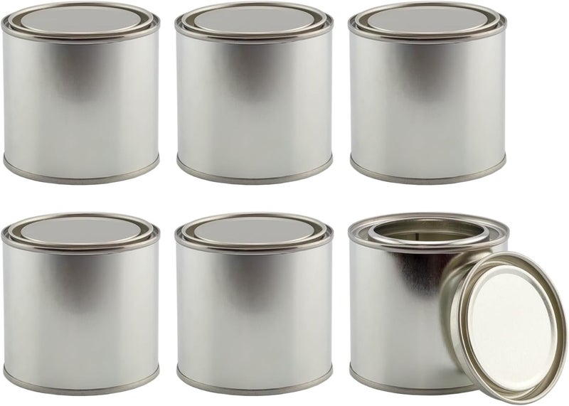 Cornucopia Brands Metal Paint Cans with Lids (1/2 Pint Size Pack of 6) 1-Cup Capacity Empty Unlined Half Pint Paint Pails - Image 1