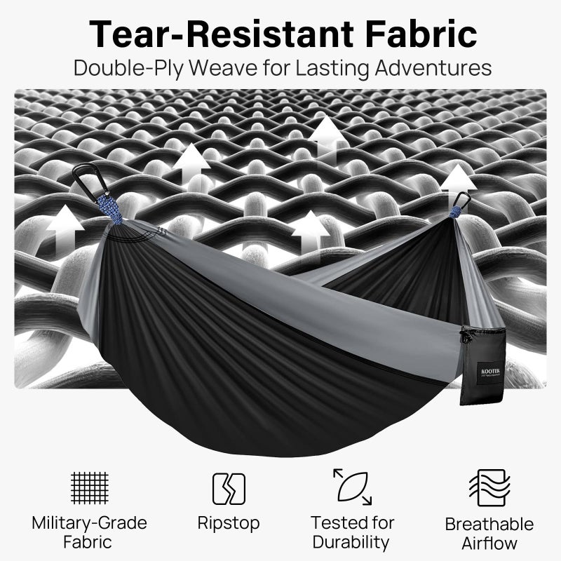 Kootek Camping Hammock 400 lbs Capacity, Portable Hammocks with Tree Straps & Attached Carry Bag, Camping Essentials Gear, Perfect for Outside Indoor Hiking Beach Backpack Travel - Image 3