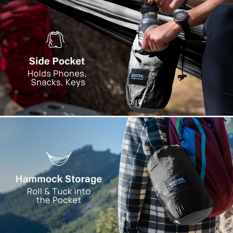 Kootek Camping Hammock 400 lbs Capacity, Portable Hammocks with Tree Straps & Attached Carry Bag, Camping Essentials Gear, Perfect for Outside Indoor Hiking Beach Backpack Travel - Image 4