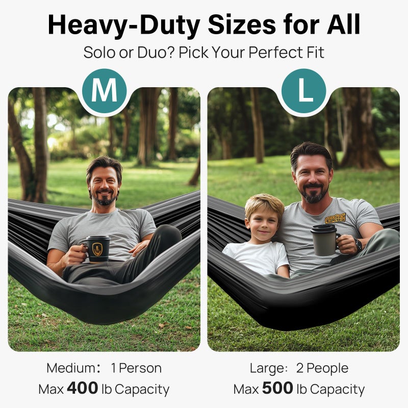 Kootek Camping Hammock 400 lbs Capacity, Portable Hammocks with Tree Straps & Attached Carry Bag, Camping Essentials Gear, Perfect for Outside Indoor Hiking Beach Backpack Travel - Image 2