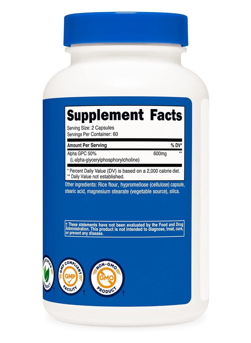 Nutricost Alpha Gpc 600 Mg 120 Vegetarian Capsules 300 Mg Per Capsule - Image 3