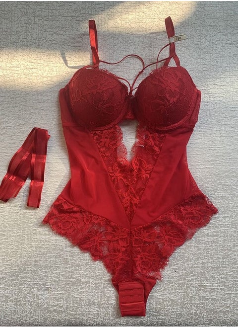 Breathable bra And Panty Conjoined Women's Underwear Red