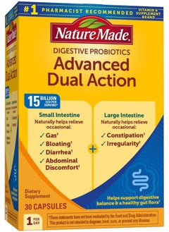 Nature Made Advanced Dual Action Probiotics 15 Billion CFU Per Serving, 30 Capsules