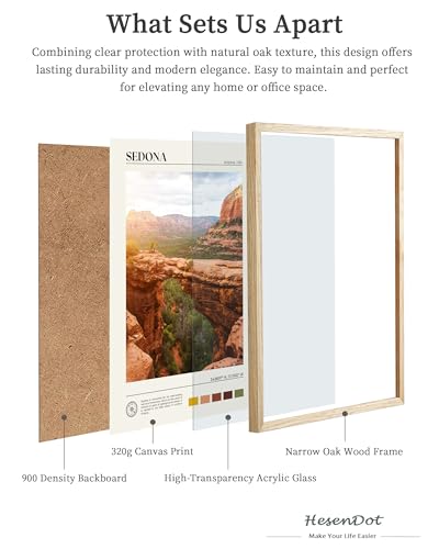 HesenDot Natural OAK Wood Framed Arizona Wall Art12x16in Sedonas Red Rock Formations Quality Canvas Wall PrintClassic Urban Landmark Wall Decor for Living RoomBedroomOffice Gallery Set of 1 - Image 3
