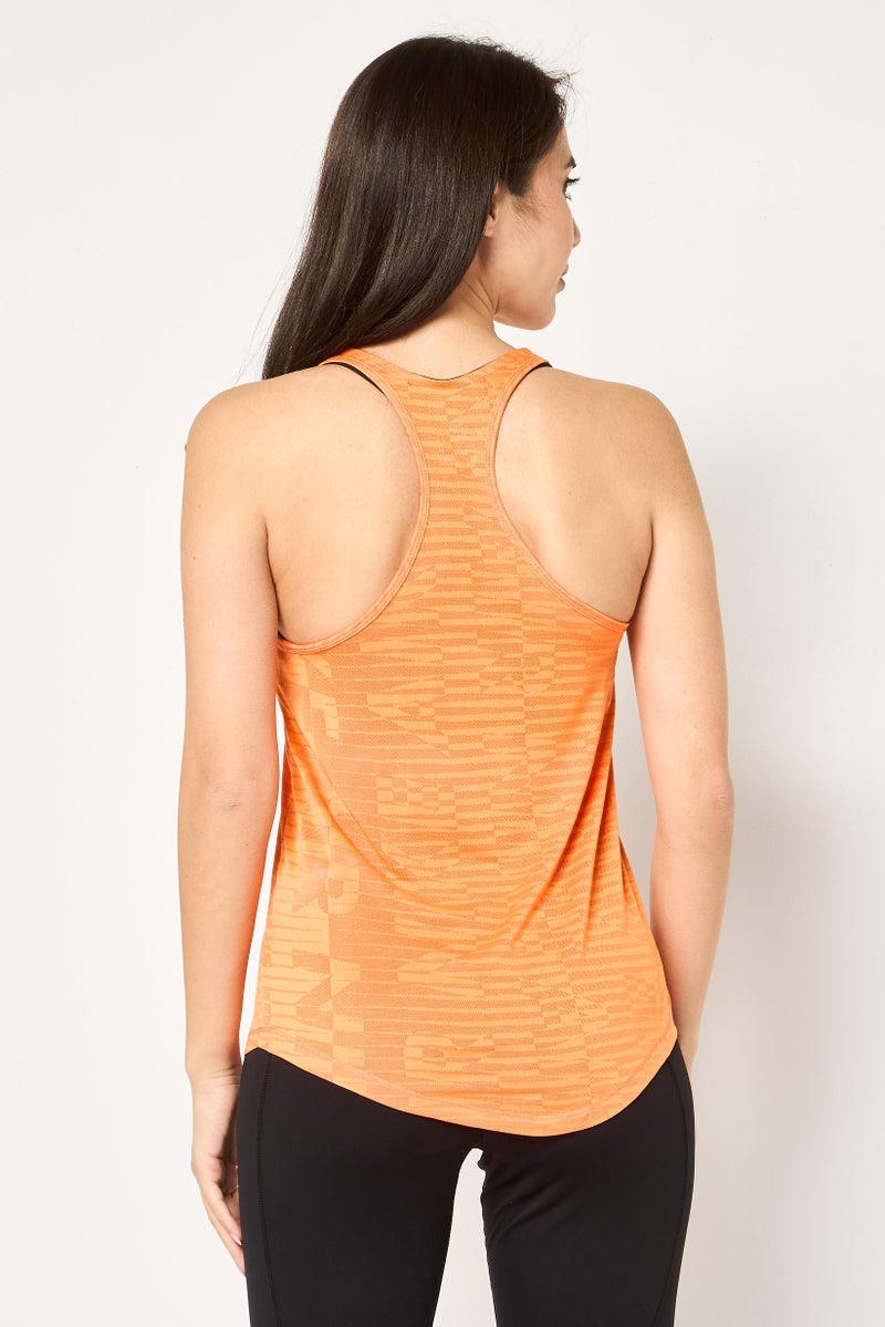 Nike Women Standard Fit Sleeveless Running Tank Top, Orange - Image 3