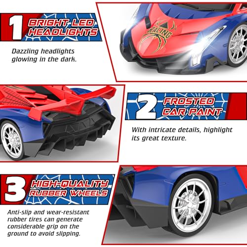 Growsland Remote Control Car for Kids, RC Cars for Boys Kids 1:18 Electric Vehicle Toy Car Hobby Racing Car Toys with Lights & Controller, Birthday Gift for 3 4 5 6 7 8 9 Year Old Boys Girls - Image 2