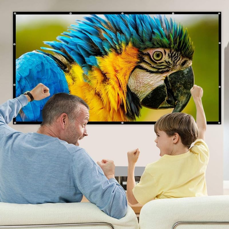 QUARSON 110" Inch Projector Screen Upgraded inch 16:9 HD Portable Eyelet Screen Premium Indoor Outdoor Anti-Crease Projection (96" Inch (W) x 54" Inch (H) - 110" Inch Diagonal)#8 - Image 2