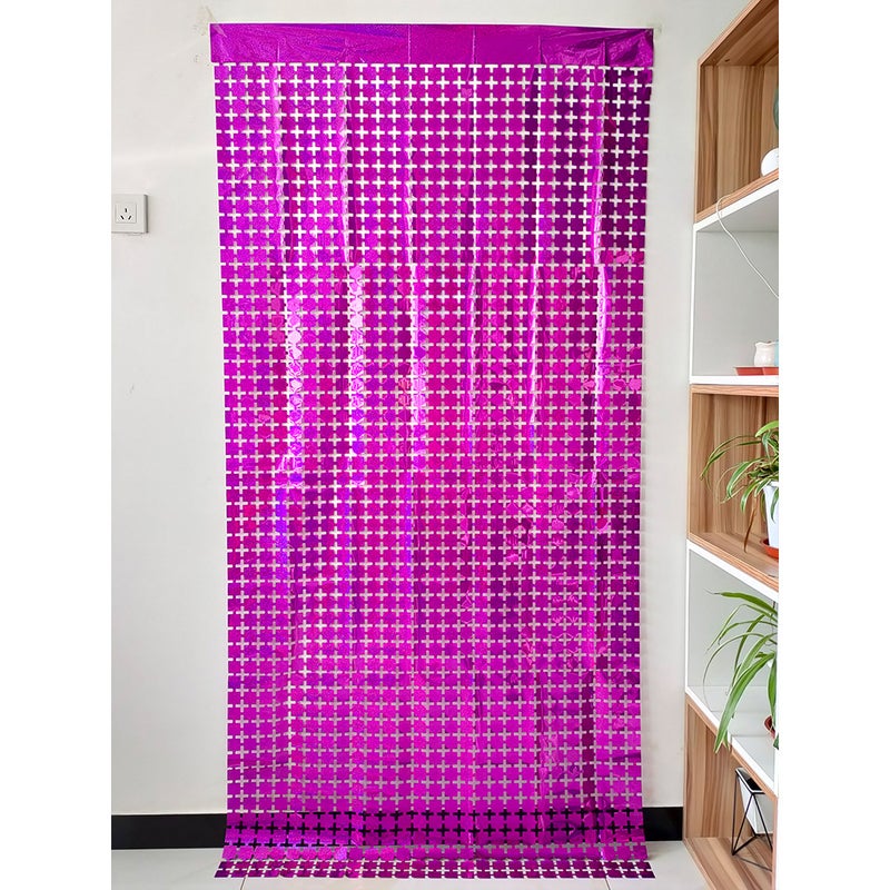 Golden Laser Square Curtain Party Decor Rose Red 1*2m 