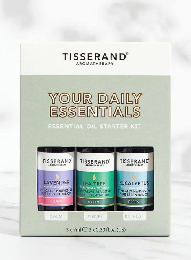 Tisserand Aromatherapy Your Daily Essentials Essential Oil Starter Kit 3x9ml  - Image 1