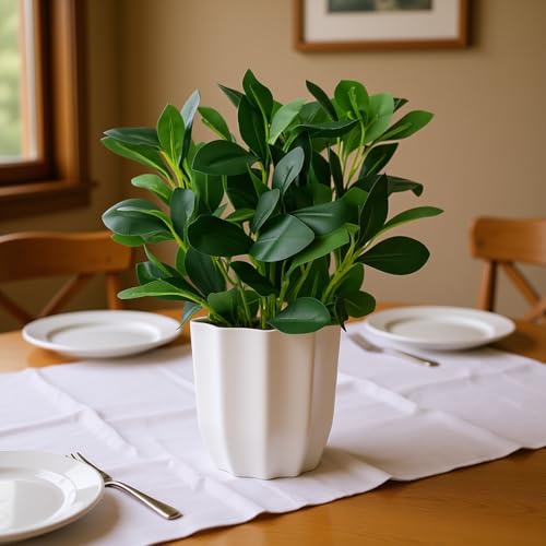 fancymart Plastic Artificial Rubber Plant With Pot Perfect For Home Decor And Office Decor, Ficus, Green - Image 2