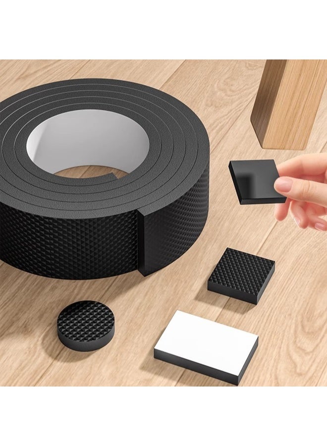 Yunpy 200CM x 4CM Anti-Slip Self-Adhesive Furniture Pads, Non-Slip Noise Reduction Chair Leg Protectors, Shockproof Anti-Scratch Floor Protector Tape for Table Sofa Feet, DIY Cuttable EVA Foam Pad - Image 4