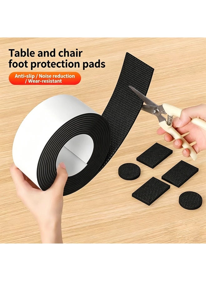 Yunpy 200CM x 4CM Anti-Slip Self-Adhesive Furniture Pads, Non-Slip Noise Reduction Chair Leg Protectors, Shockproof Anti-Scratch Floor Protector Tape for Table Sofa Feet, DIY Cuttable EVA Foam Pad - Image 2