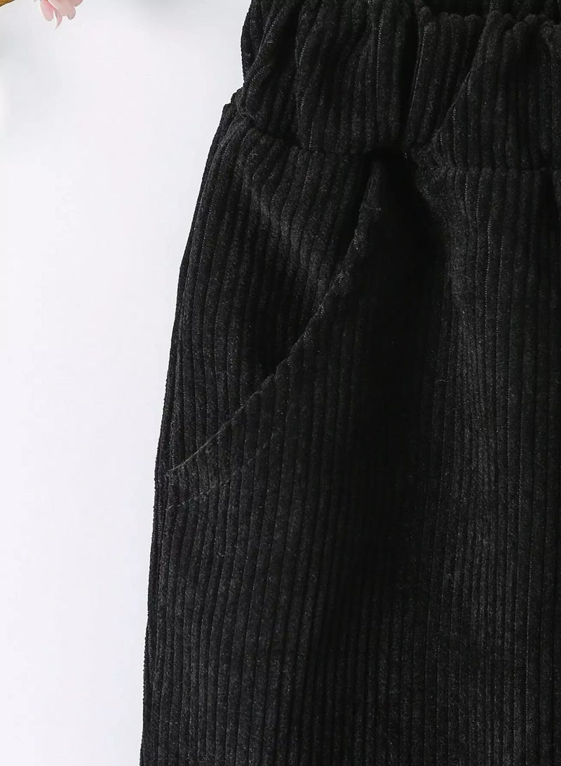 Girls Solid Slant Pocket Corduroy Pants  - Image 4