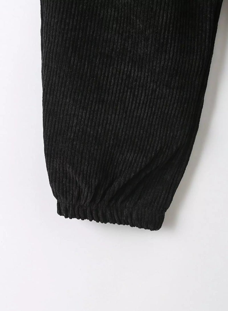 Girls Solid Slant Pocket Corduroy Pants  - Image 3