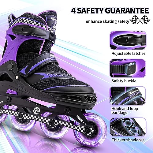 Ruthfot Adjustable Inline Skates for Boys and Girls with Full Light Up Wheels, Outdoor Rollerskates for Kids and Women - Image 2