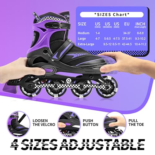 Ruthfot Adjustable Inline Skates for Boys and Girls with Full Light Up Wheels, Outdoor Rollerskates for Kids and Women - Image 5