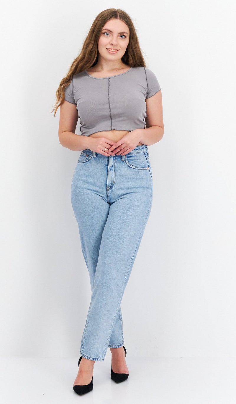 Weekday Women Regular Fit Plain Non-Stretchable Denim, Light Blue - Image 3
