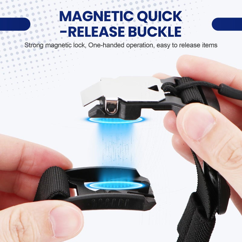ECOSHIRE Magnetic Luggage Strap for Backpack & Suitcase - Heavy Duty Suitcase Belt with Jacket Gripper - Multi Purpose Travel Accessories with Replaceable Hooks - Adjustable Extra Bag Holder - Image 2
