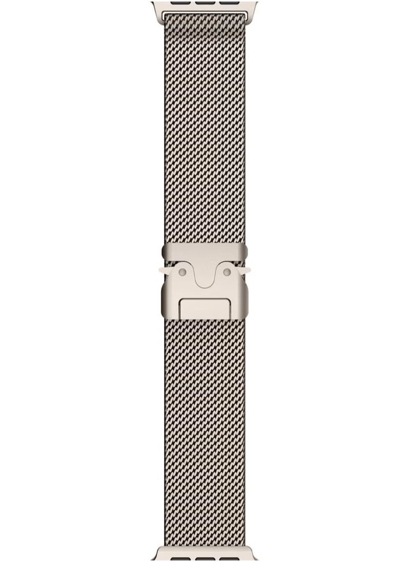 Generic for Apple Watch Metal Bands Ultra 2 49mm 46mm Series 10, 1:1 Stainless Steel Mesh Loop with Parachute-style Metal Buckle for Apple Watch Series 7 8 9 45mm Series 6 5 4 44mm, Titanium  - Image 3
