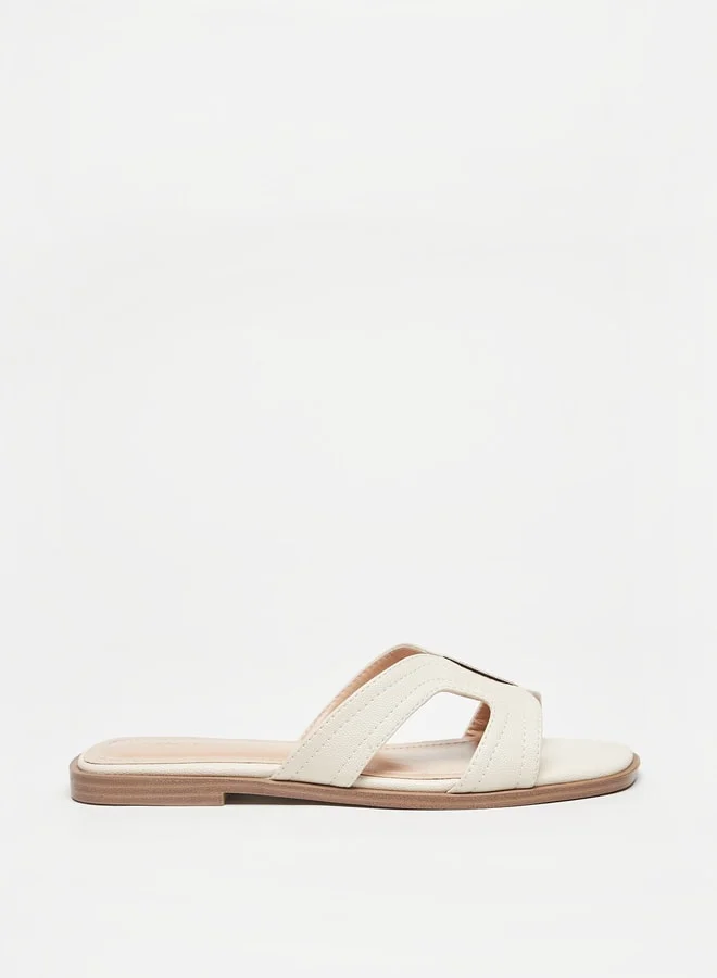 Flora Bella By Shoexpress Womens Textured Slip-On Sandals