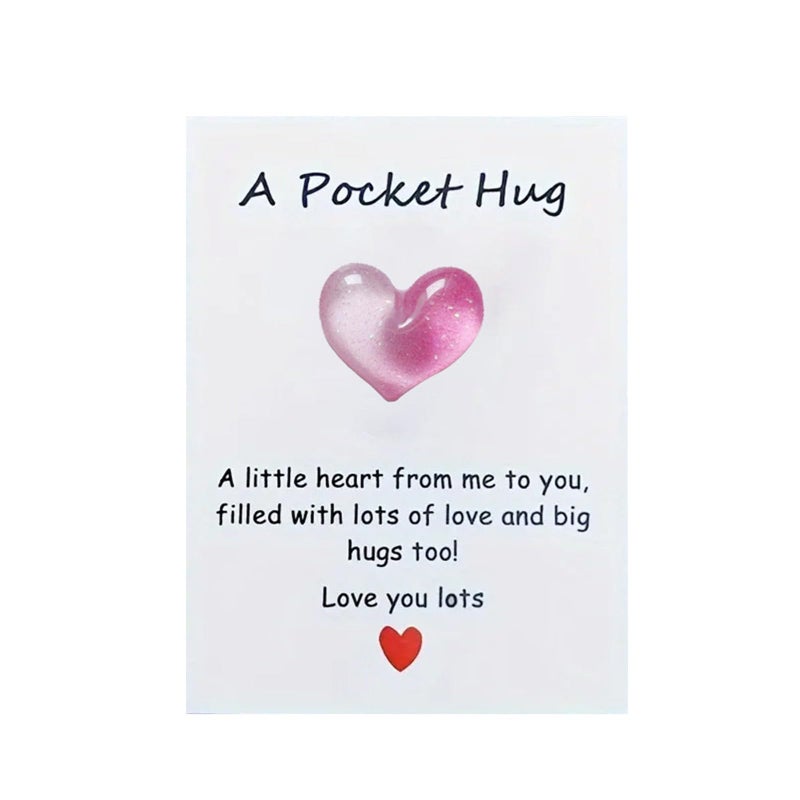 Pink Pocket Hug Heart Token with Greeting Cards Gift for Birthday Valentines Day - Image 5