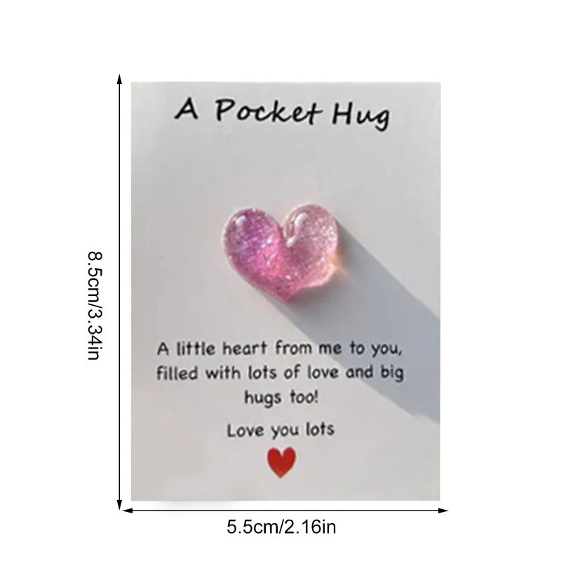 Pink Pocket Hug Heart Token with Greeting Cards Gift for Birthday Valentines Day - Image 4