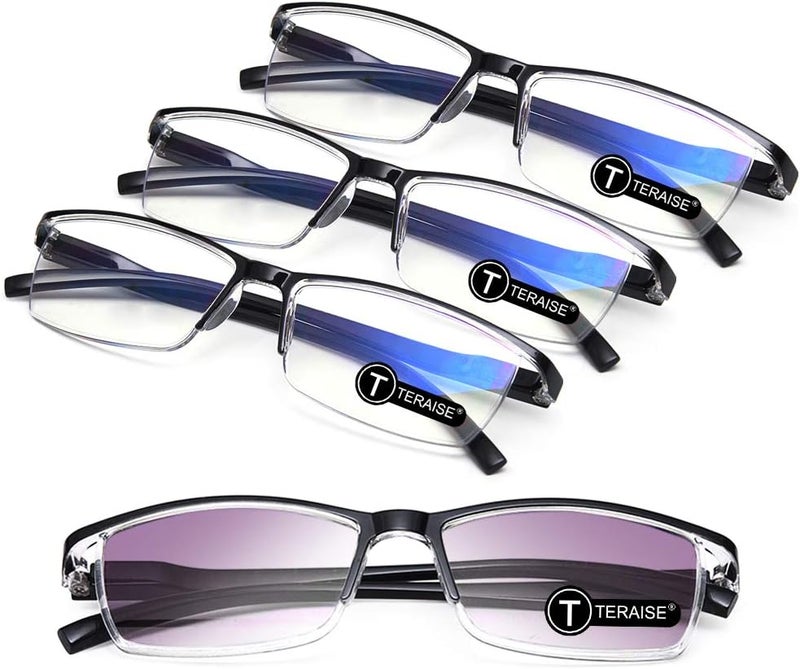 TERAISE 4PCS Value Anti-Blue Light Reading Glasses,Lightweight Comfortable Reader Glasses for Men and Women,Sturdy Computer Reading Glasses Blue Light Blocking Included Eyeglasses Case - Image 1