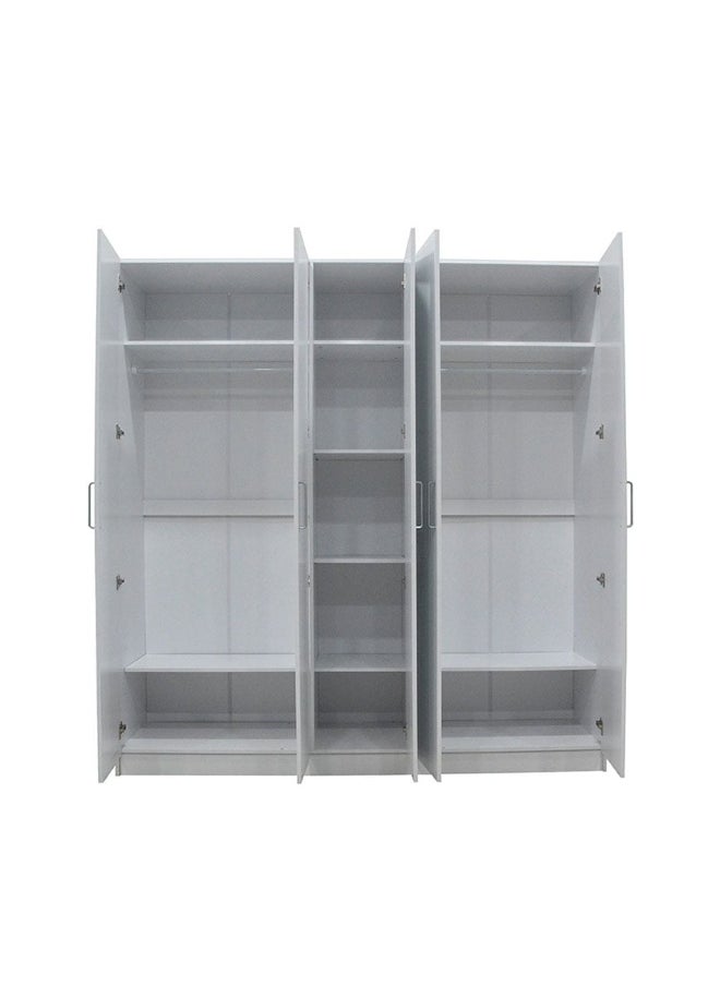 DANUBE HOME Supreme 5-Door Wardrobe With Mirror For Hanging Clothes Extra Sturdy Rack Storage Organiser Modern Design Space Saving Cabinets For Bedroom - White  - Image 5