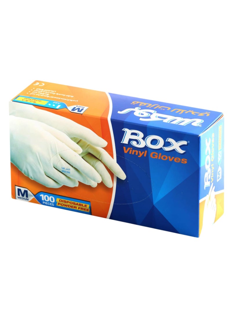 Box vinyl gloves vinyl white medium 100  pieces