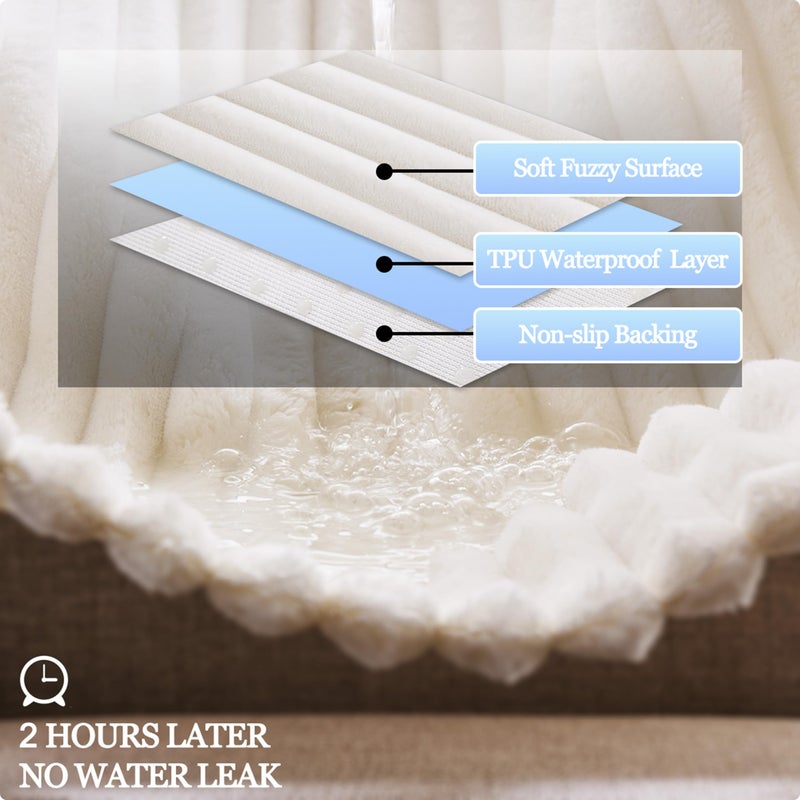 Meider Dual Non-Slip Couch Cover for Dogs Waterproof, Fuzzy Soft Pet Couch Covers for Sofa 3 Cushion, Pet Friendly Soft Dog Bed Covers Sofa Cover Washable (White, 33" x 85" 1 Pack) - Image 3