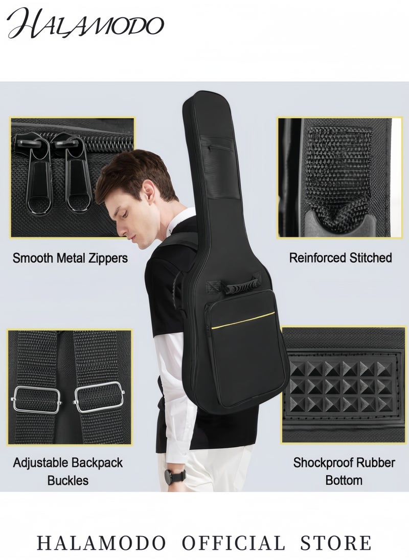 HALAMODO - 41 Inch Acoustic Guitar Backpack Case with Dual Adjustable Shoulder Straps Waterproof Padded Gig Bag Portable Carrying Bag for Electric and Classical Guitars with Multi-Storage Pockets - Image 1