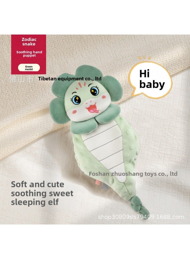 Baby Soothing Doll Can Bite Newborn Anting Towel 0-1 Year Old Baby Sleeping Toy Snake Year Children's Toy-Color:Zodiac Snake Green Hand Puppet - Image 1